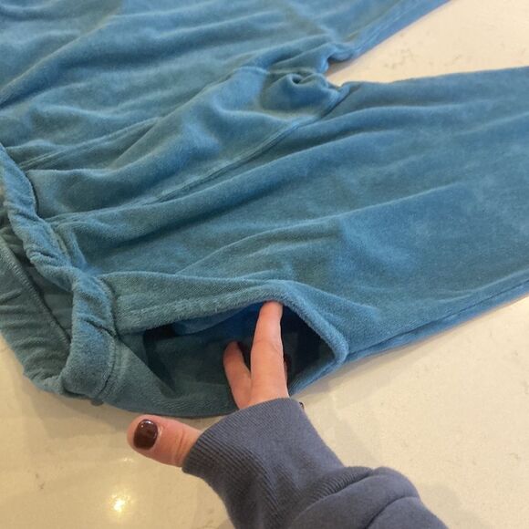 The Great. Blue 100% Cotton Terry Cropped Lounge Set Size Medium - Picture 12 of 13